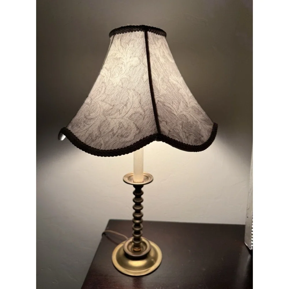 Vintage Brass Table Lamp Barley Twist Column‎ ~13